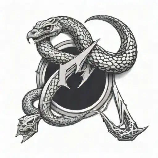 Metallica M Logo With Snake Around It