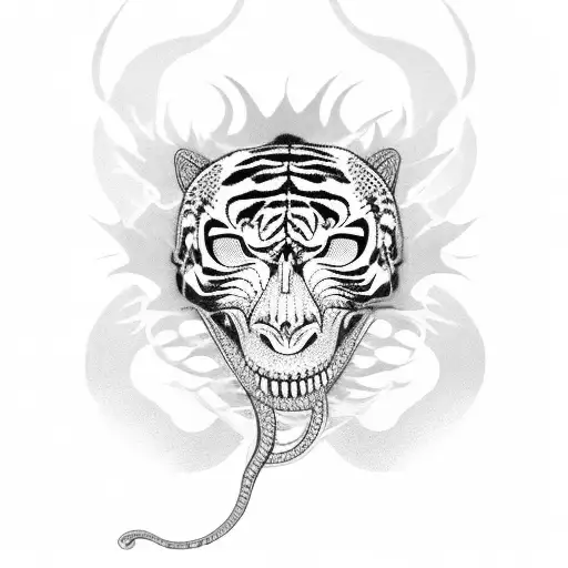 Skull And Snake And Tiger And Skull And Palm Tree And God