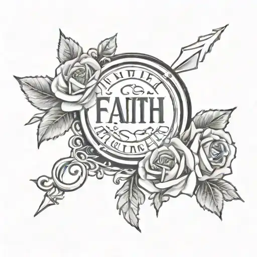 Forearm Tattoo With Roman Numerals With The Word Faith Inside And Roses Around It