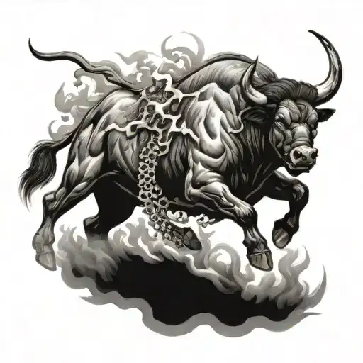 Bull Stampede With Fire