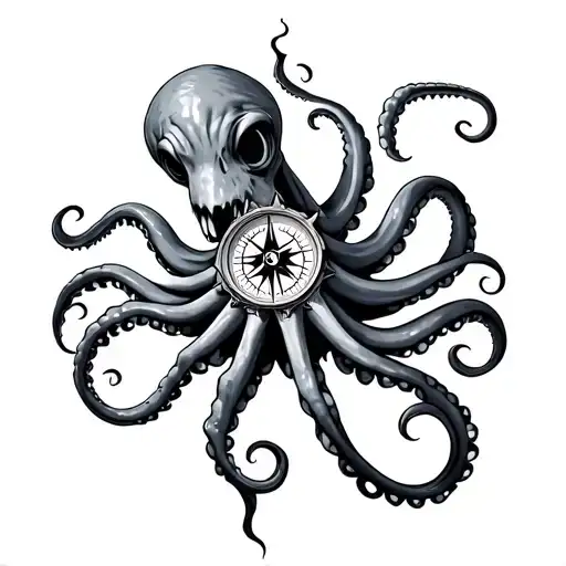 A Kraken Holding A Compass