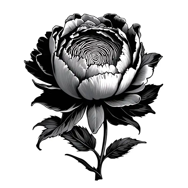 Peony With Fingerprint Leaves With