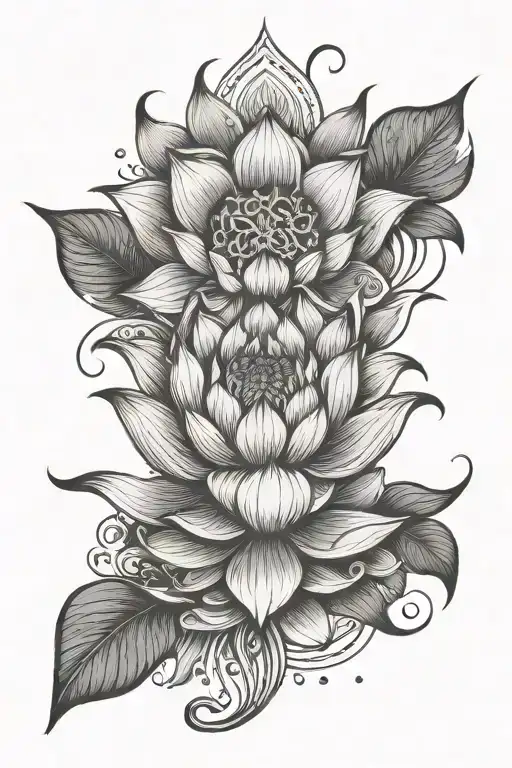 Unalome Symbol With Lotus