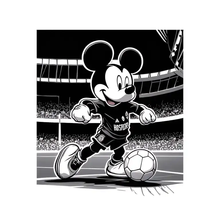 Mickey Mouse Kicking Ball Wearing Tottenham Hotspurs Jersey