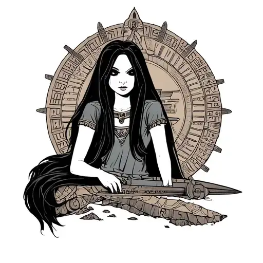 Marceline From Adventure Time With Ancient Egypt Theme And Amcient Egpt Background Half Sleeve