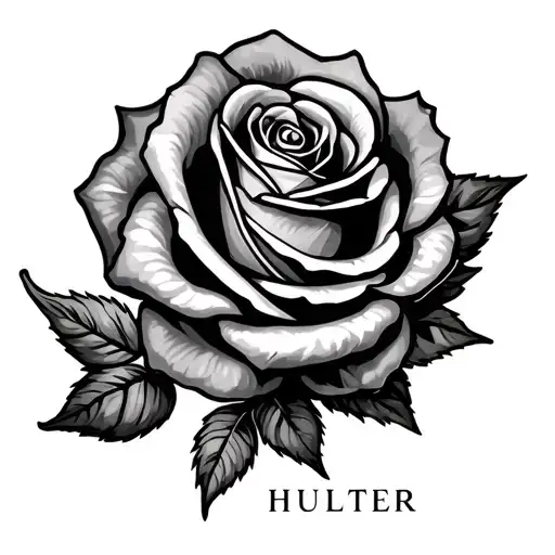 A Name Hulter With Rose Design Featuring