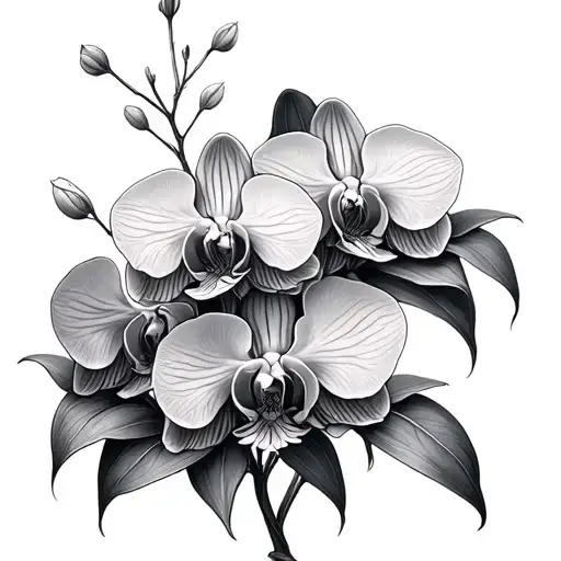 Gemini Constellation With Orchid Flowers Growing