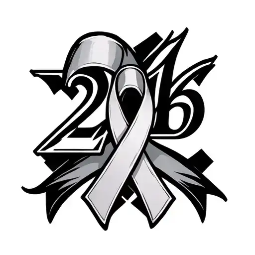 2016 In Roman Numerals With Cancer Ribbon Behind
