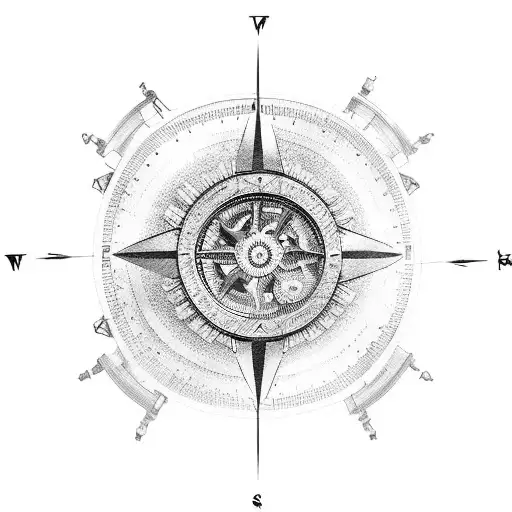 A Portrait Of Arthur And Paul Surrounded By Gears And A Compass