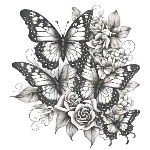 Half A Sleeve Lepord Print With Butterflies Mother And Father In Cursive