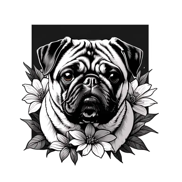 Pug With Flower