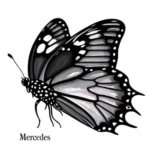 Butterfly With Mercedes Name On One Wing