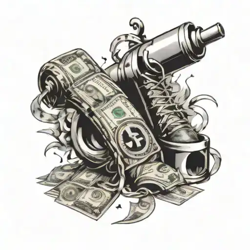 A Collage Of Gym Equipment And Money Symbols Forming A Sleeve