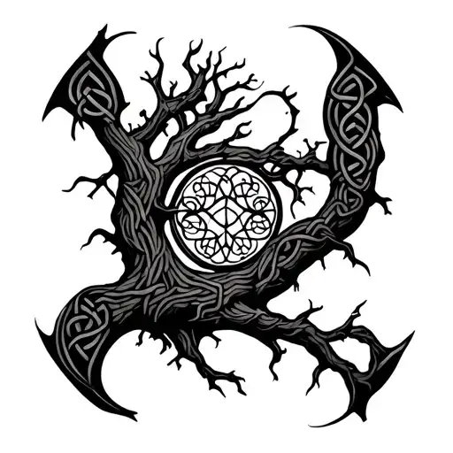Celtic Tree Of Life With Celtic Knot Sleeve Tattoo Design