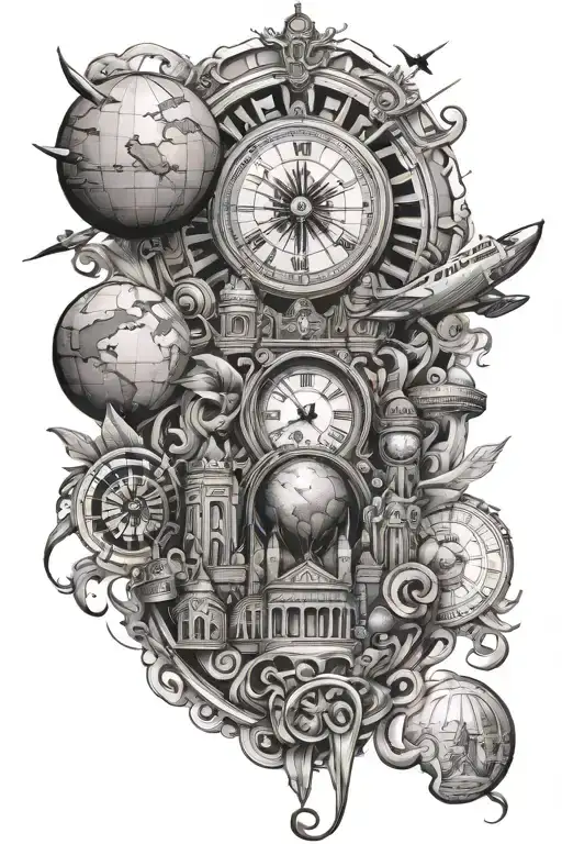 Travel Themed Tattoo Design