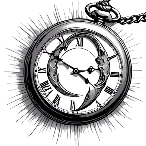 Pocket Watch Moon Infinity Symbol