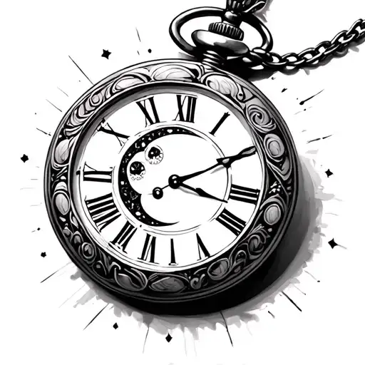 Pocket Watch Moon Infinity Symbol