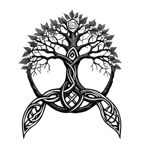 Celtic Tree Of Life With Celtic Knot Shoulder