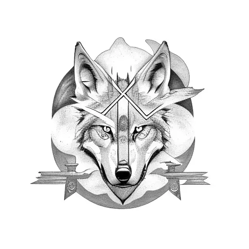 Lonewolf With Moon And Cross