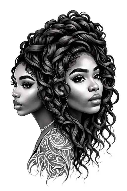 African Style Gemini Sisters Hair Tangled Together