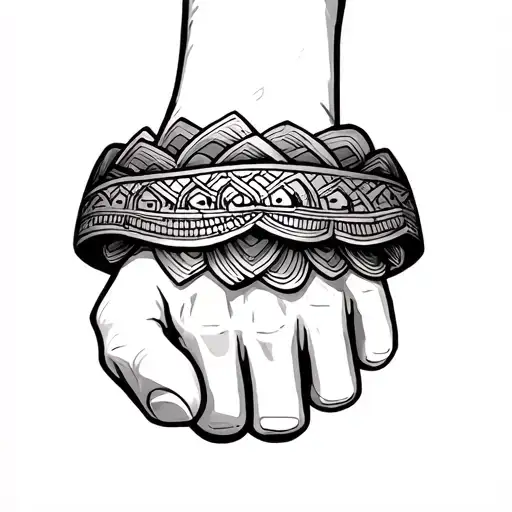 Scandinavian Tattoo In The Form Of A Bracelet On The Male Hand