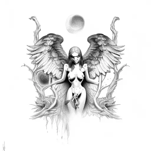Fallen Angel With Adam And Eve Hands