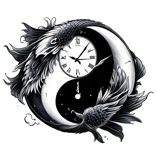 Yin Yang Koi Clock