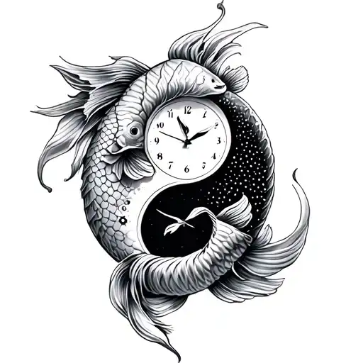 Yin Yang Koi Clock