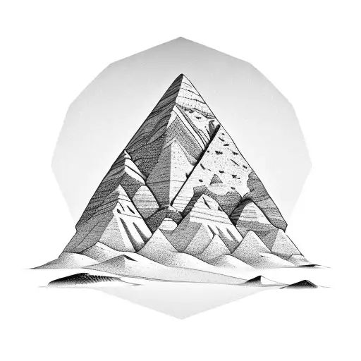 Desert Mountain In A Geometric Diamond With A Saguaro Cactus On The Left Side