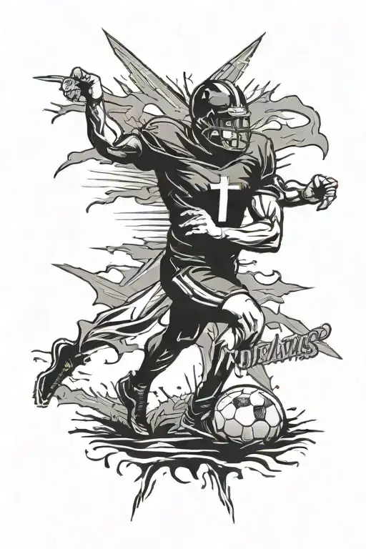 Quote With Football Silloute And A Cross