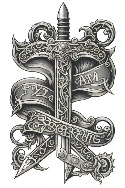 Sword With The Text 224 Incorporated Into The Design