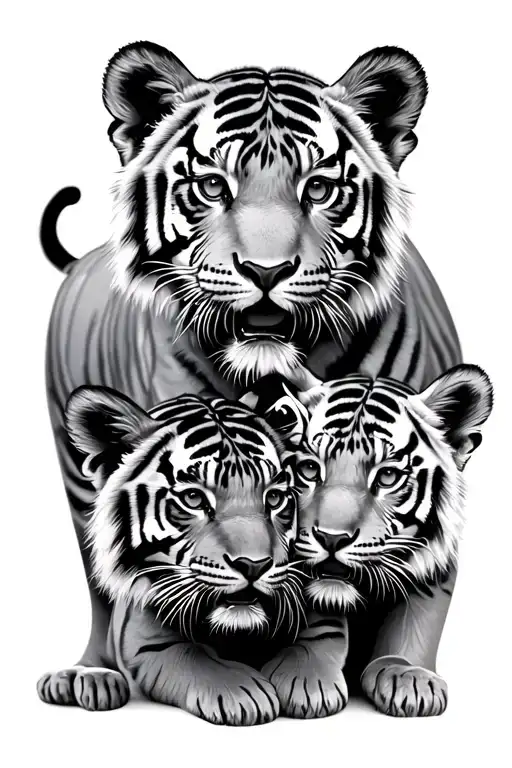 4 Tiger Cubs Playing