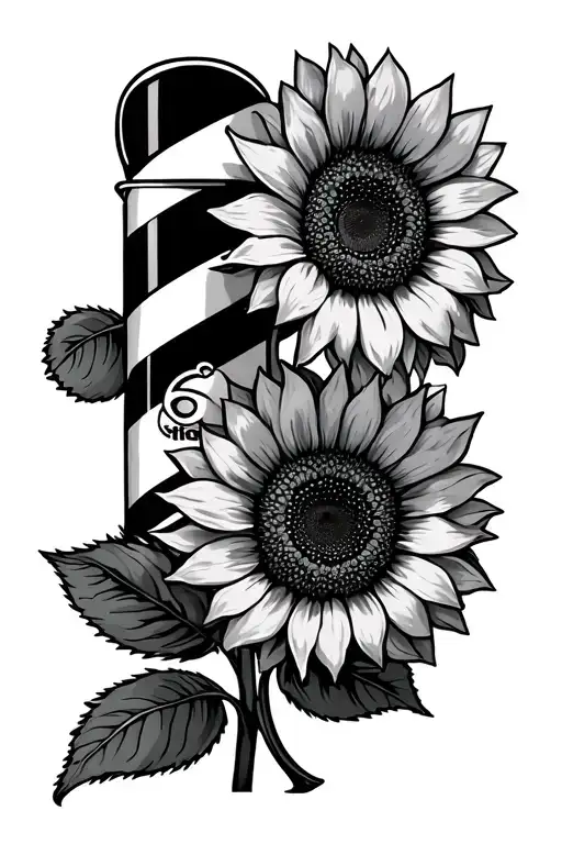 Sunflower And Barber Pole Intertwined