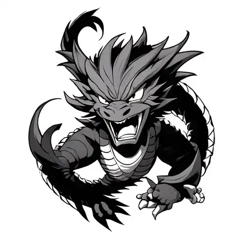 Shenlong From Dragon Ball And Around Him Dragonballs