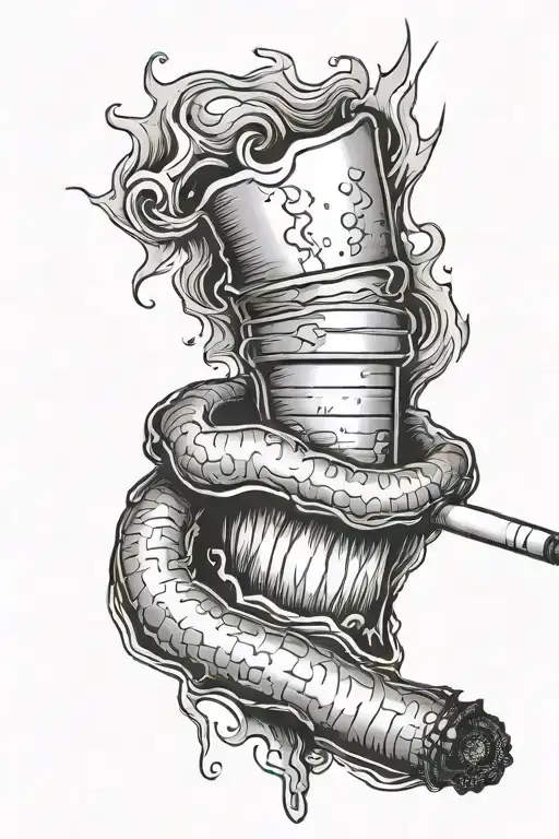 Lip Smoking Cigarette Burning Black