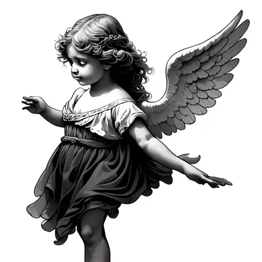 Small Tattoo Of A Little Standing Angel