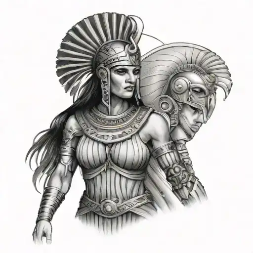 Ancient Greek Warrior And Ancient Egyptian Female Warrior