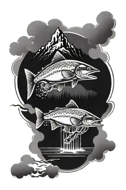 Mountain With Trout And River