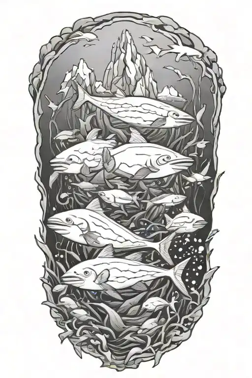 Underwater Animals Under Iceberg