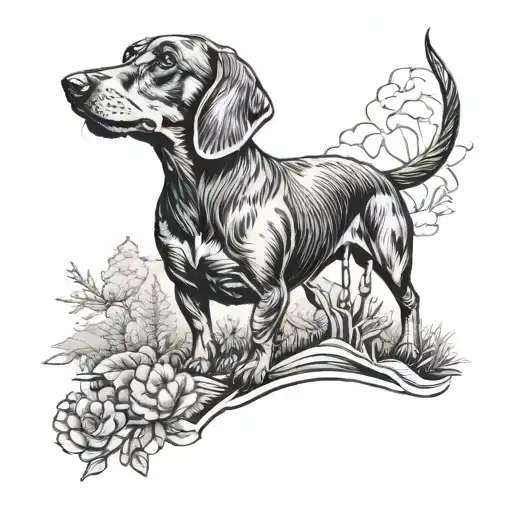 Sausage Dog With Nature Behind