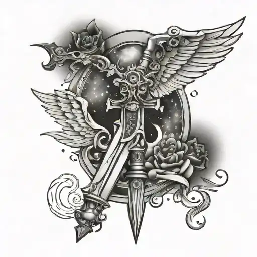 Wings Dagger Night Sky