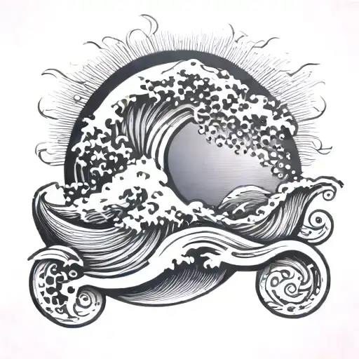 Wave With The Letter C In It With Sun Behind It