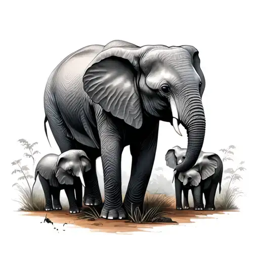 Family Of 4 Elephant