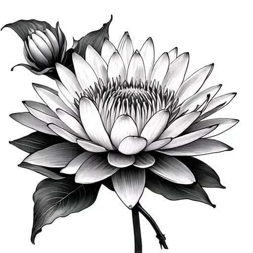 Water Lily And Chrysanthemum