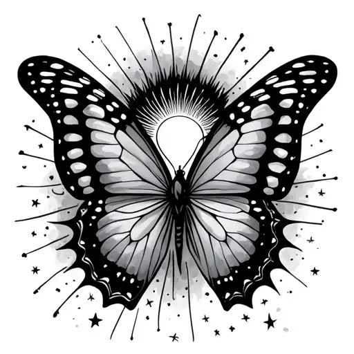 Butterfly With Sun And Stars