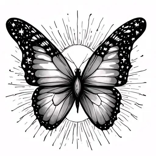Butterfly With Sun And Stars