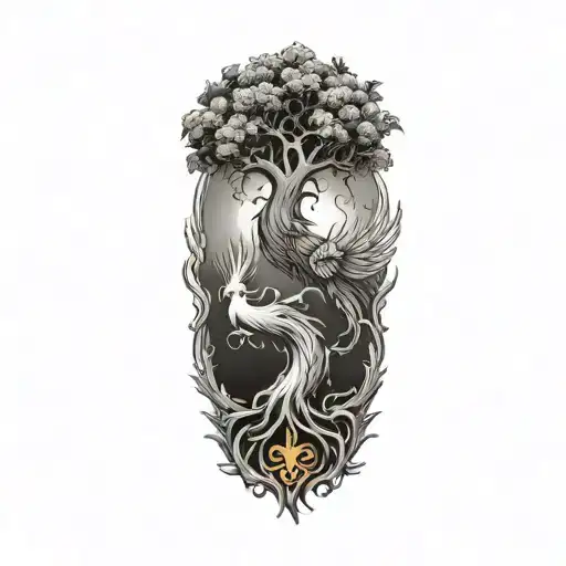 Tree Of Life Phoenix Fighting Against A