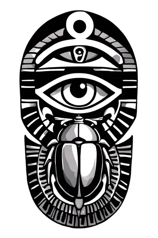Egyptian Tattoo With The Eye Of Horus And Ankh And A Scarab Beetle
