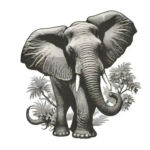 Elephant With Trunk Up