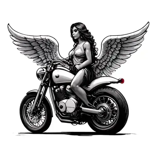 Angel And Motorcycle Engine